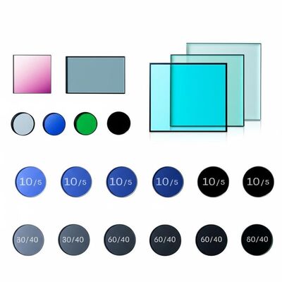 Filter Kaca Optik Kualitas Permukaan 10/5 hingga 60/40 dengan Diameter 1.5mm hingga 300mm dan Lapisan Kustom